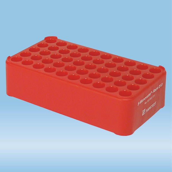 S-Monovette® rack D13, Ø opening: 13 mm, 5 x 10, red