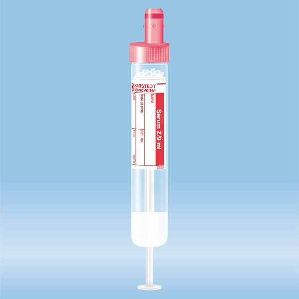 S-Monovette® Serum CAT, 9 ml, cap red, (LxØ): 92 x 16 mm, with paper label