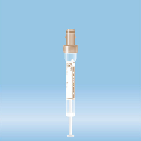 S-Monovette® Serum Gel CAT, 1.1 ml, cap brown, (LxØ): 66 x 8 mm, with plastic label