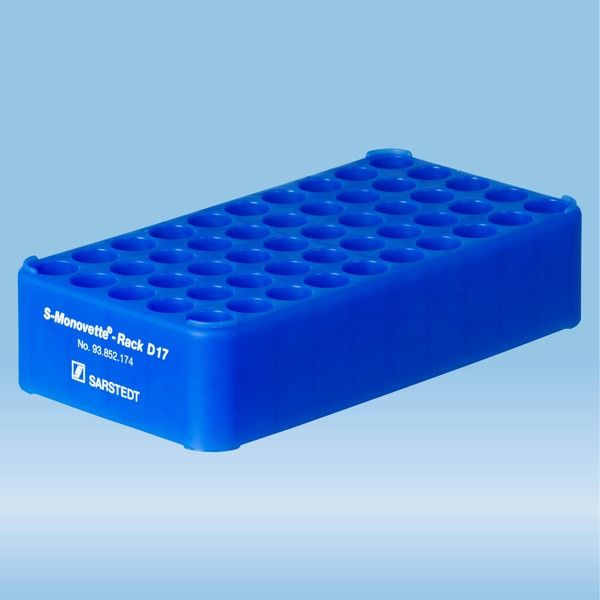 S-Monovette® rack D17, Ø opening: 17 mm, 5 x 10, blue