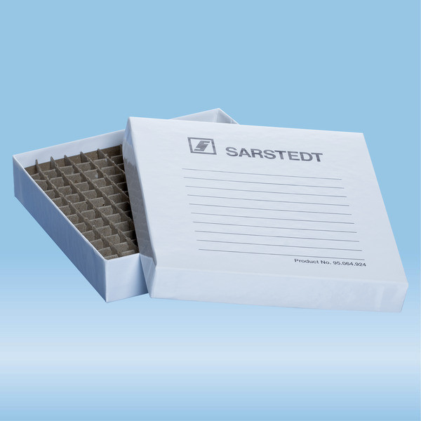 Storage box, slip-on lid, cardboard, format: 12 x 12, for 144 collection tubes