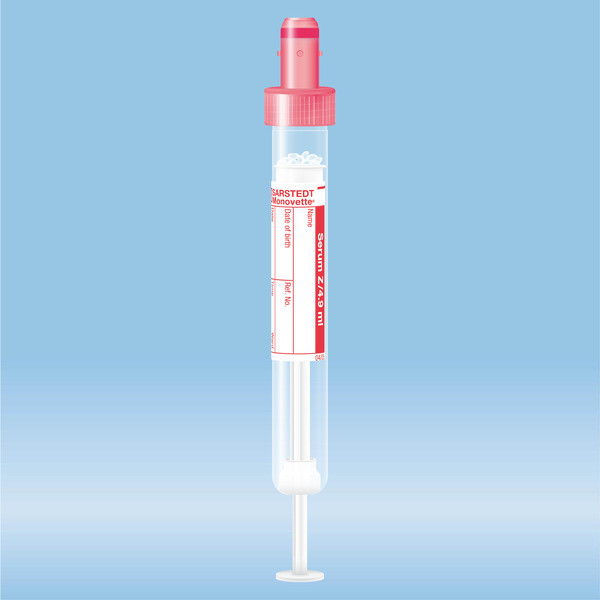 S-Monovette® Serum CAT, 4.9 ml, cap red, (LxØ): 90 x 13 mm, with paper label
