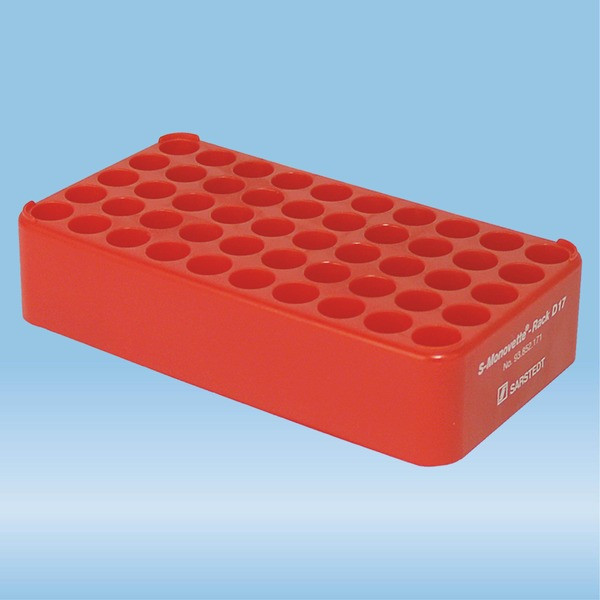 S-Monovette® rack D17, Ø opening: 17 mm, 10 x 5, red