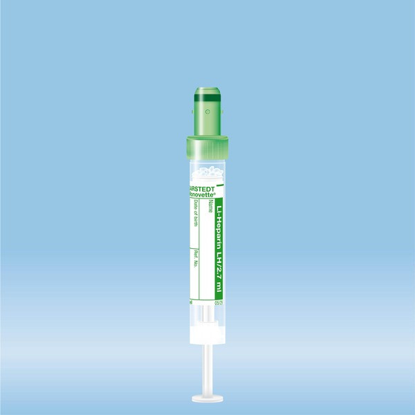 S-Monovette® Lithium heparin, 2.7 ml, Cap green, (LxØ): 66 x 11 mm ...