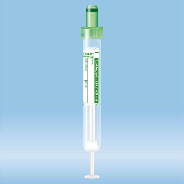 S-Monovette® Lithium heparin, 4.9 ml, cap green, (LxØ): 90 x 13 mm ...