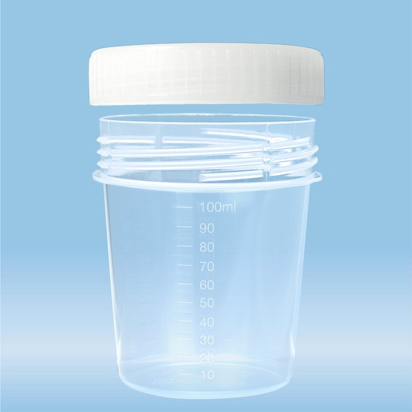 Container with screw cap, 100 ml, (ØxH): 57 x 76 mm, PP, transparent