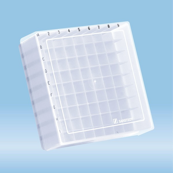 Storage box, slip-on lid, PP, format: 9 x 9, for 81 Collection tubes