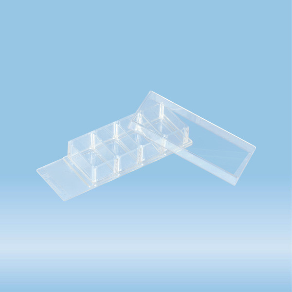 x-well cell culture chamber, 4 wells, on PCA slide, removable frame