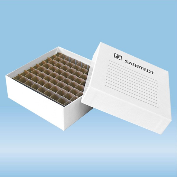 Storage box, slip-on lid, cardboard, format: 9 x 9, for 81 collection tubes