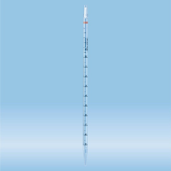 Serological pipette, with tip, plugged, 10 ml, sterile, non-pyrogenic/endotoxin-free, non-cytotoxic,