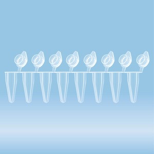PCR strip of 8, 100 µl, PCR Performance Tested, transparent, PP, flat lid