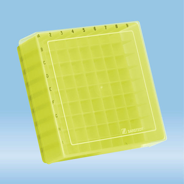Storage box, slip-on lid, PP, format: 9 x 9, for 81 collection tubes
