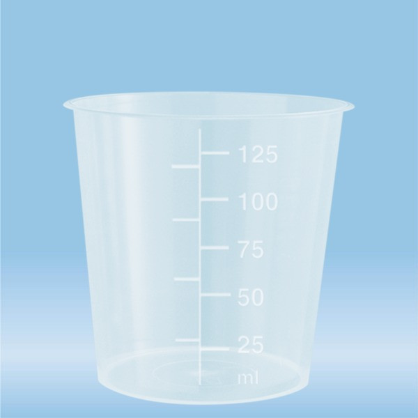 Urine container, 125 ml, (ØxH): 66 x 67 mm, PP, highly transparent