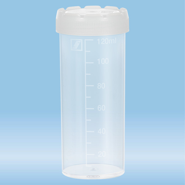 Multi-purpose container, max. volume: 120 ml, (LxØ): 105 x 44 mm, graduated, PP, transparent