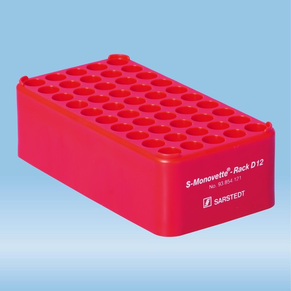 S-Monovette® rack D12, Ø opening: 12 mm, 5 x 10, red