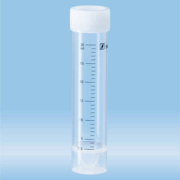 Screw cap tube, 30 ml, (LxØ): 107 x 25 mm, PP, with print