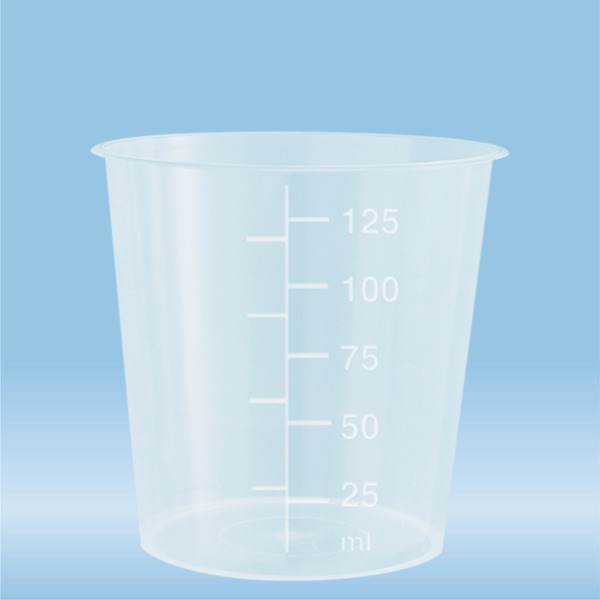 Urine container, 125 ml, (ØxH) 66 x 67 mm, PP, highly transparent
