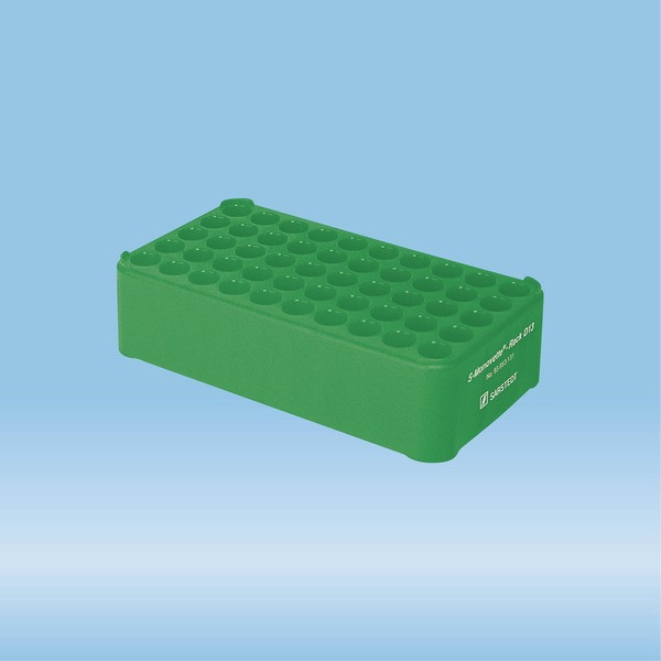 S-Monovette® rack D13, Ø opening: 13 mm, 5 x 10, green