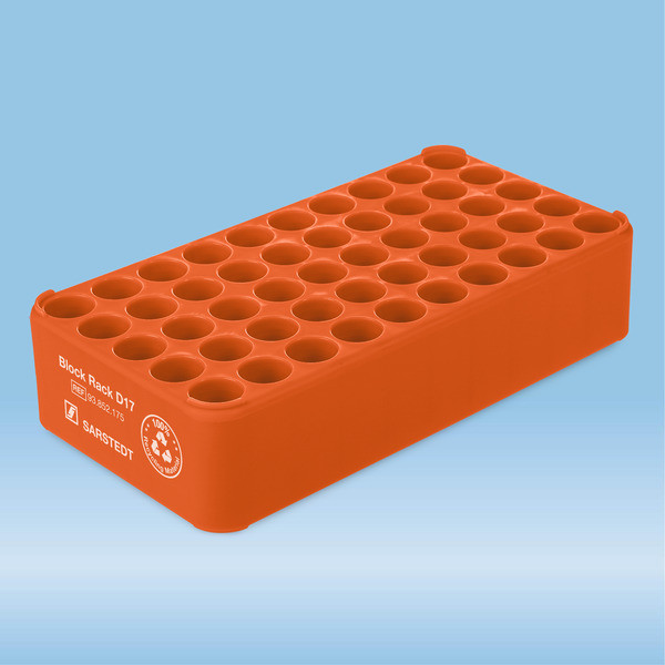 Block Rack D17, Ø opening: 17 mm, 5 x 10, orange