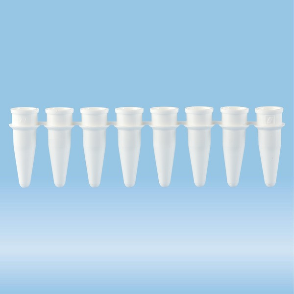 PCR strip of 8, 200 µl, PCR Performance Tested, white, PP