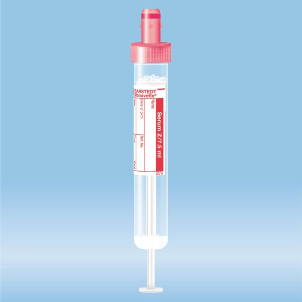 S-Monovette® Serum, 7.5 ml, cap red, (LxØ): 92 x 15 mm, with paper label