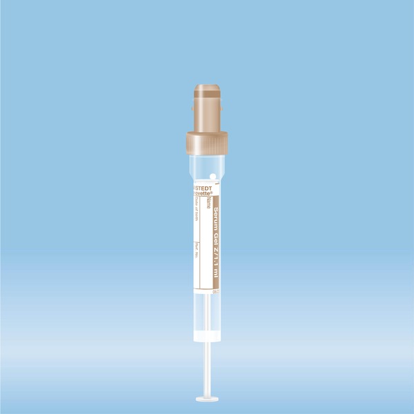 S-Monovette® Serum Gel, 1.1 ml, Cap brown, (LxØ): 66 x 8 mm, with paper ...