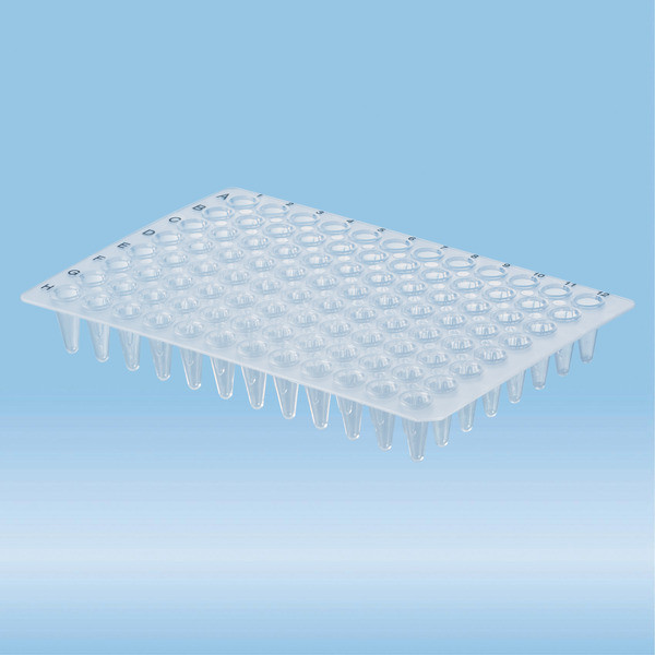 PCR plate without skirt, 96 well, transparent, Low Profile, 100 µl, PCR Performance Tested, PP