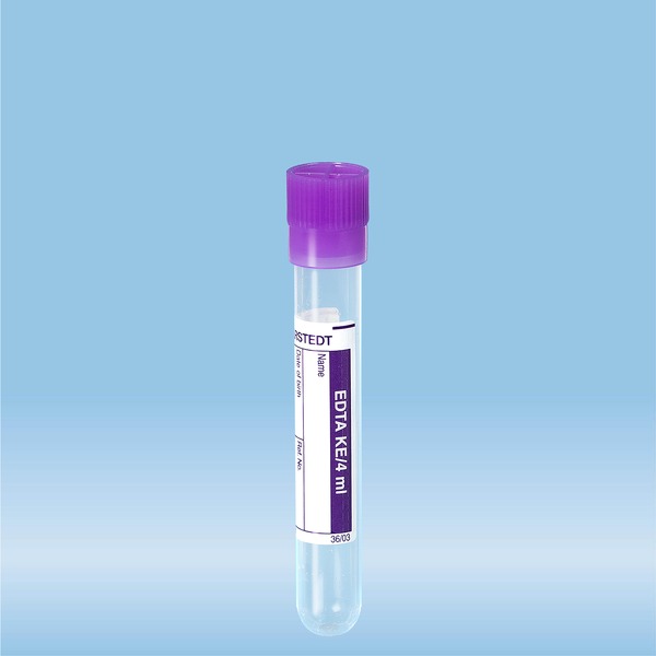 Sample tube, K3 EDTA, 4 ml, Cap violet, (LxØ) 75 x 12 mm, with paper