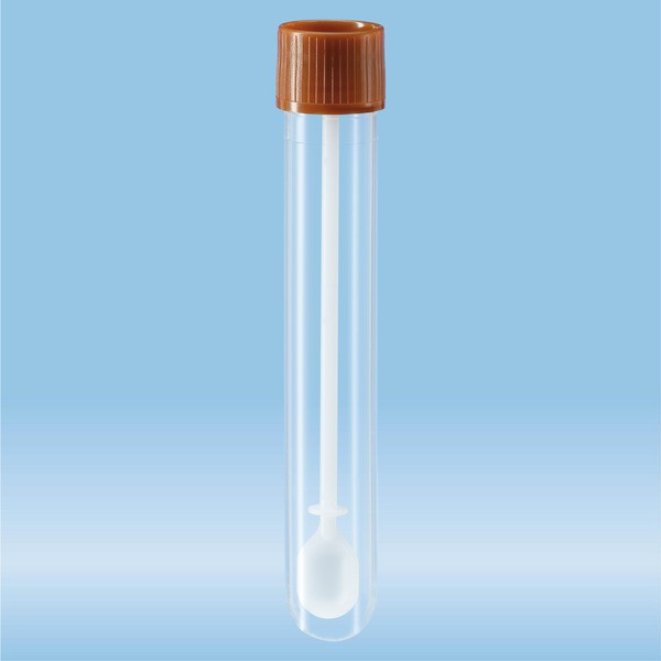 Faeces tube, with spoon, screw cap, (LxØ): 101 x 16.5 mm, transparent, sterile
