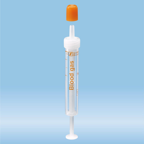 Blood Gas Monovette®, calcium-balanced lithium heparin, 2 ml, cap white/orange, connection: Luer (m)