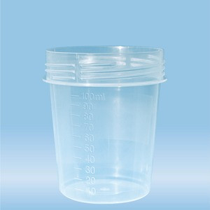 Container with screw cap, 100 ml, (ØxH): 57 x 76 mm, graduated, PP