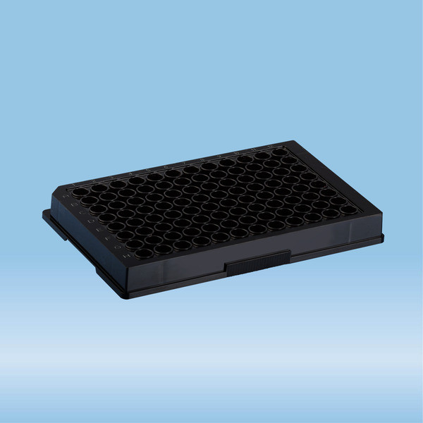 ELISA plate, 96 well, flat base, PS, black, High Binding