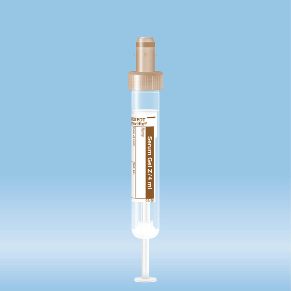 S-Monovette® Serum Gel CAT, 4 ml, cap brown, (LxØ): 75 x 13 mm, with paper label