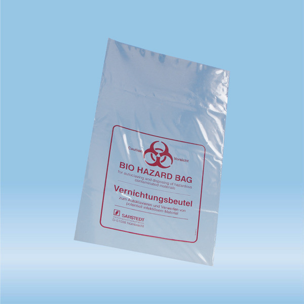 Disposal bags, 7 l, (LxW): 500 x 300 mm, PP, transparent, with print Biohazard