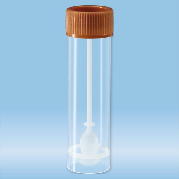 Faeces tube, with spoon, screw cap, (LxØ): 76 x 20 mm, transparent, sterile