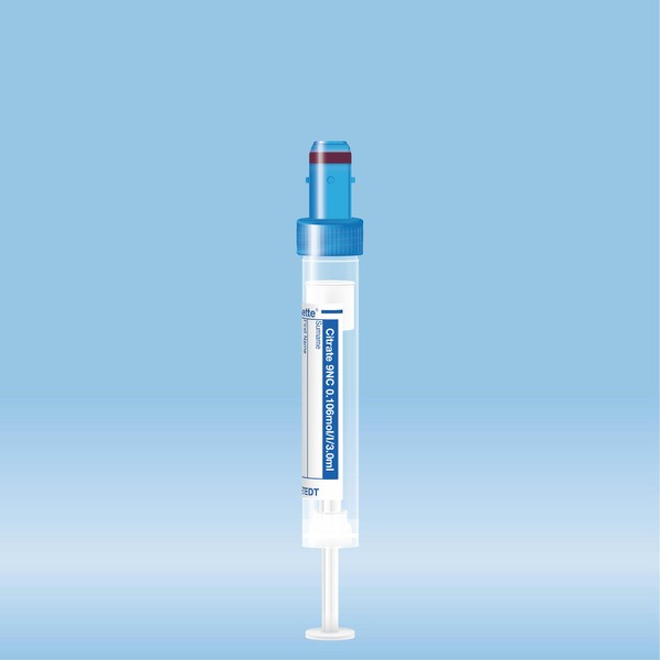 S-Monovette® Citrate 9NC 0.106 mol/l 3.2%, 3 ml, cap blue, (LxØ): 66 x 11 mm, with paper label