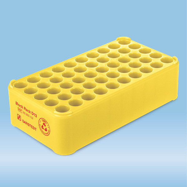 Block Rack D13, Ø opening: 13 mm, 5 x 10, yellow