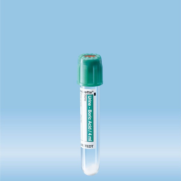 V-Monovette® Urine, Boric acid, 4 ml, cap green, (LxØ): 75 x 13 mm, 50 piece(s)/bag