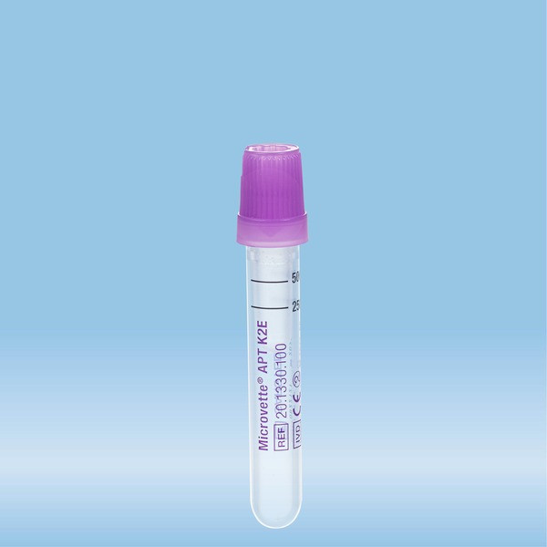Microvette® APT 500 K2E, 500 µl, cap violet, cap, round base