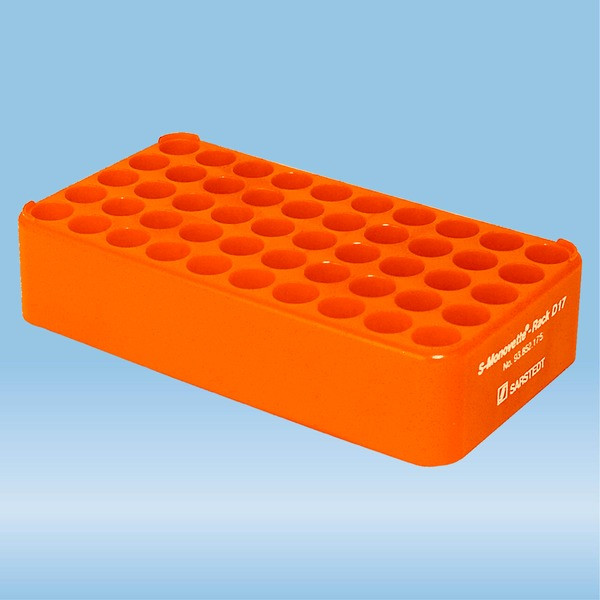 S-Monovette® rack D17, Ø opening: 17 mm, 5 x 10, orange