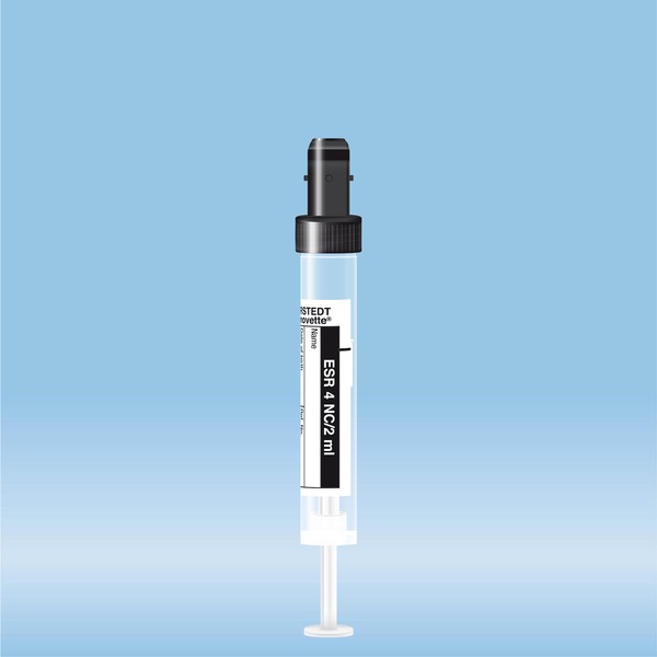 SMonovette®, ESR, 2 ml, cap black, (LxØ) 66 x 11 mm, with paper label