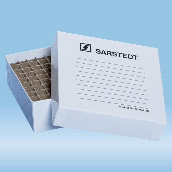 Storage box, slip-on lid, cardboard, format: 10 x 10, for 100 collection tubes
