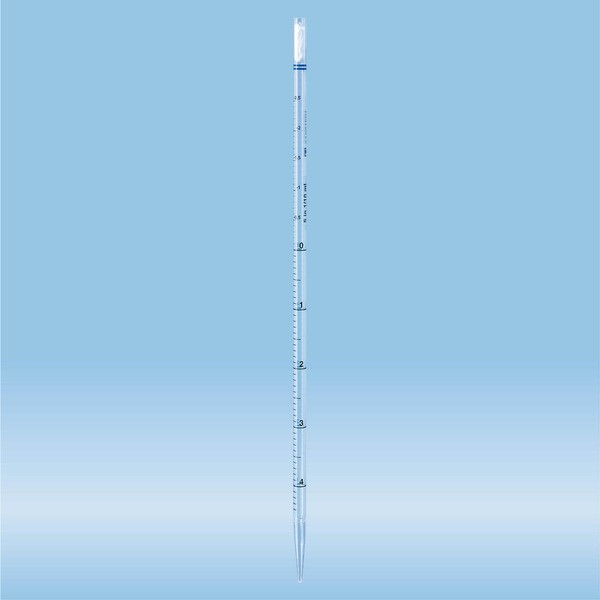 Serological pipette, with tip, plugged, 5 ml, sterile, non-pyrogenic/endotoxin-free, non-cytotoxic,