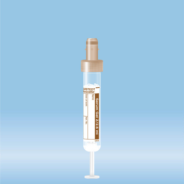 S-Monovette® Serum Gel CAT, 2.6 ml, cap brown, (LxØ): 65 x 13 mm, with paper label