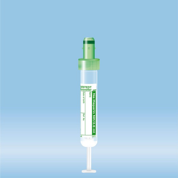 S-Monovette® Sodium heparin, 2.6 ml, cap green, (LxØ): 65 x 13 mm, with paper label