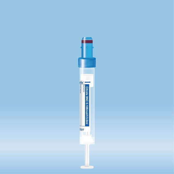 S-Monovette® Citrate 3.2%, 3 ml, cap blue, (LxØ): 66 x 11 mm, with paper label