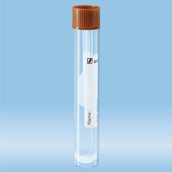 Faeces tube, with special faeces spoon (1 ml), screw cap, (LxØ): 101 x 16.5 mm, transparent