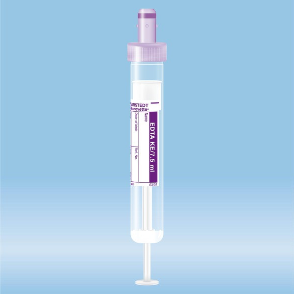 S-Monovette® EDTA K3E, 7.5 ml, cap violet, (LxØ): 92 x 15 mm, with paper label