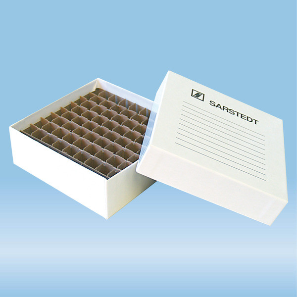 Storage box, slip-on lid, cardboard, format: 9 x 9, for 81 collection tubes