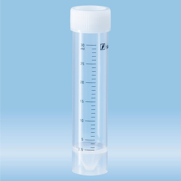 Screw cap tube, 30 ml, (LxØ): 107 x 25 mm, PP, with print